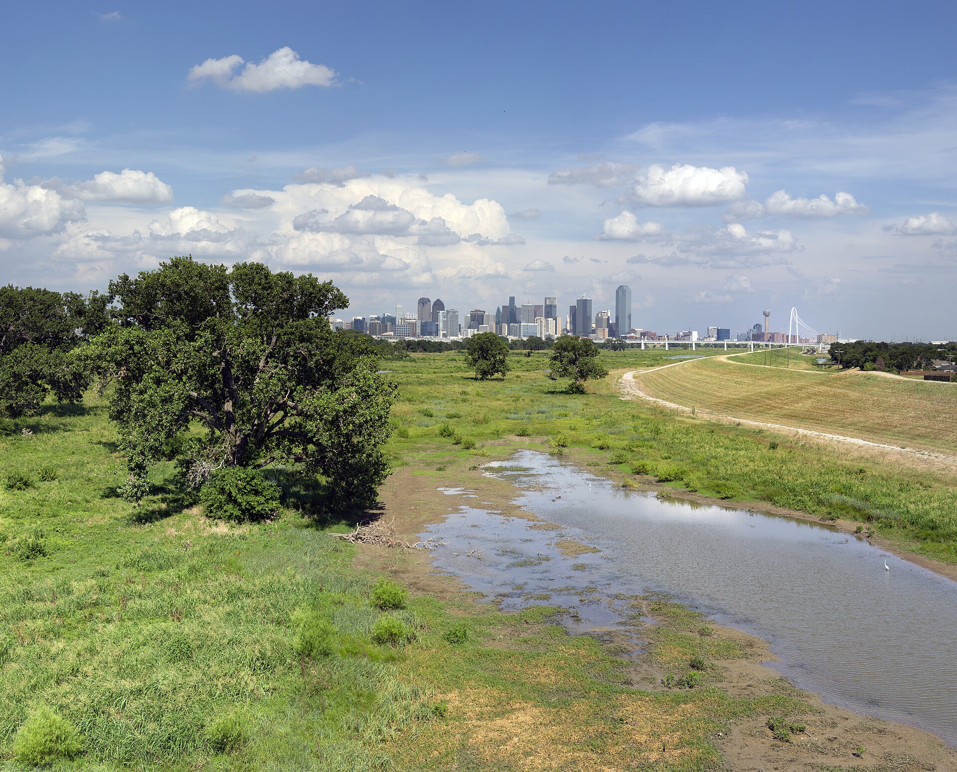 The downtown Dallas skyline across the Trinity River