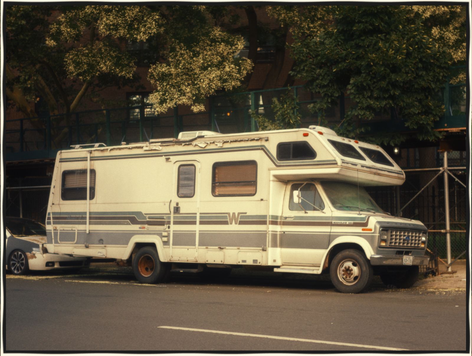 A motorhome parked on a street